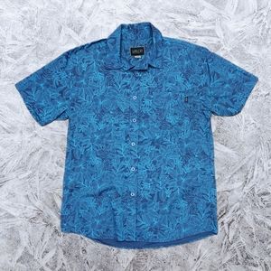 Valor Brand Casual Button up Short Sleeve Men's Size Large Blue